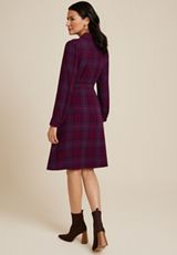 Plaid Long Sleeve Shirt Dress, C9736, small