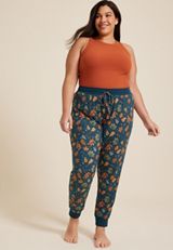 Plus Size Fall Leaves Pajama Jogger, C2666, small