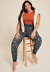 Plus Size Fall Leaves Pajama Jogger, C2666, small