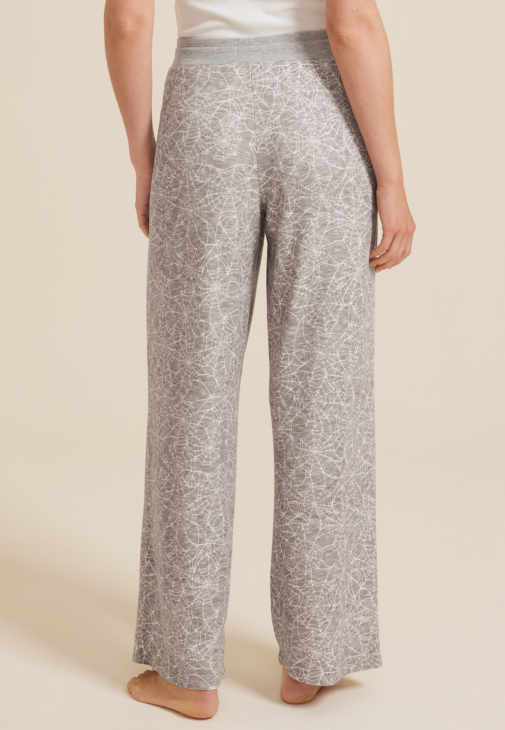Spiderweb Wide Leg Pajama Pants, CHARCOAL, large