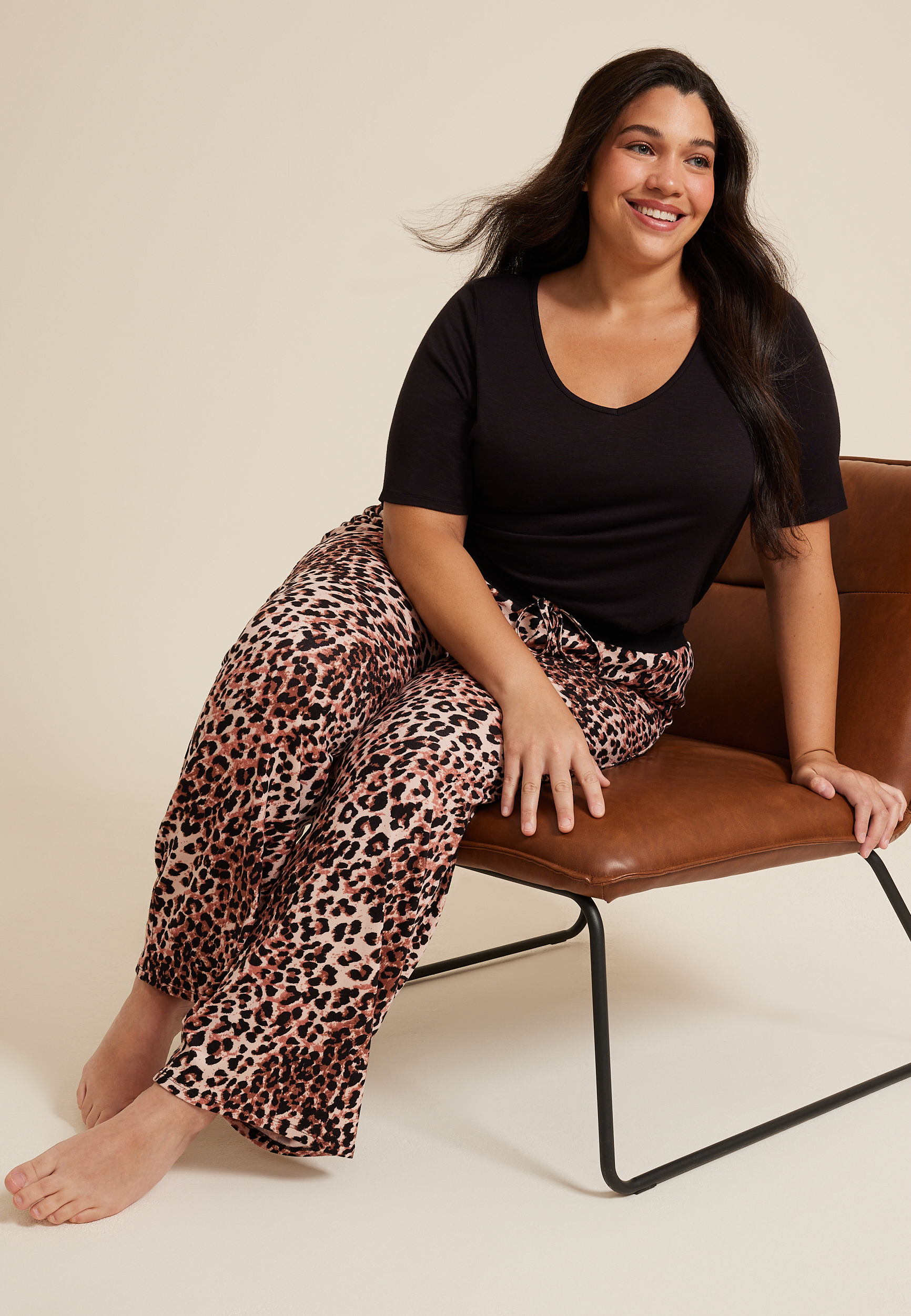 Plus Size Animal Wide Leg Pajama Pant, C3681, large