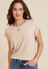 24/7 Clara Ribbed Tee, SAND, small