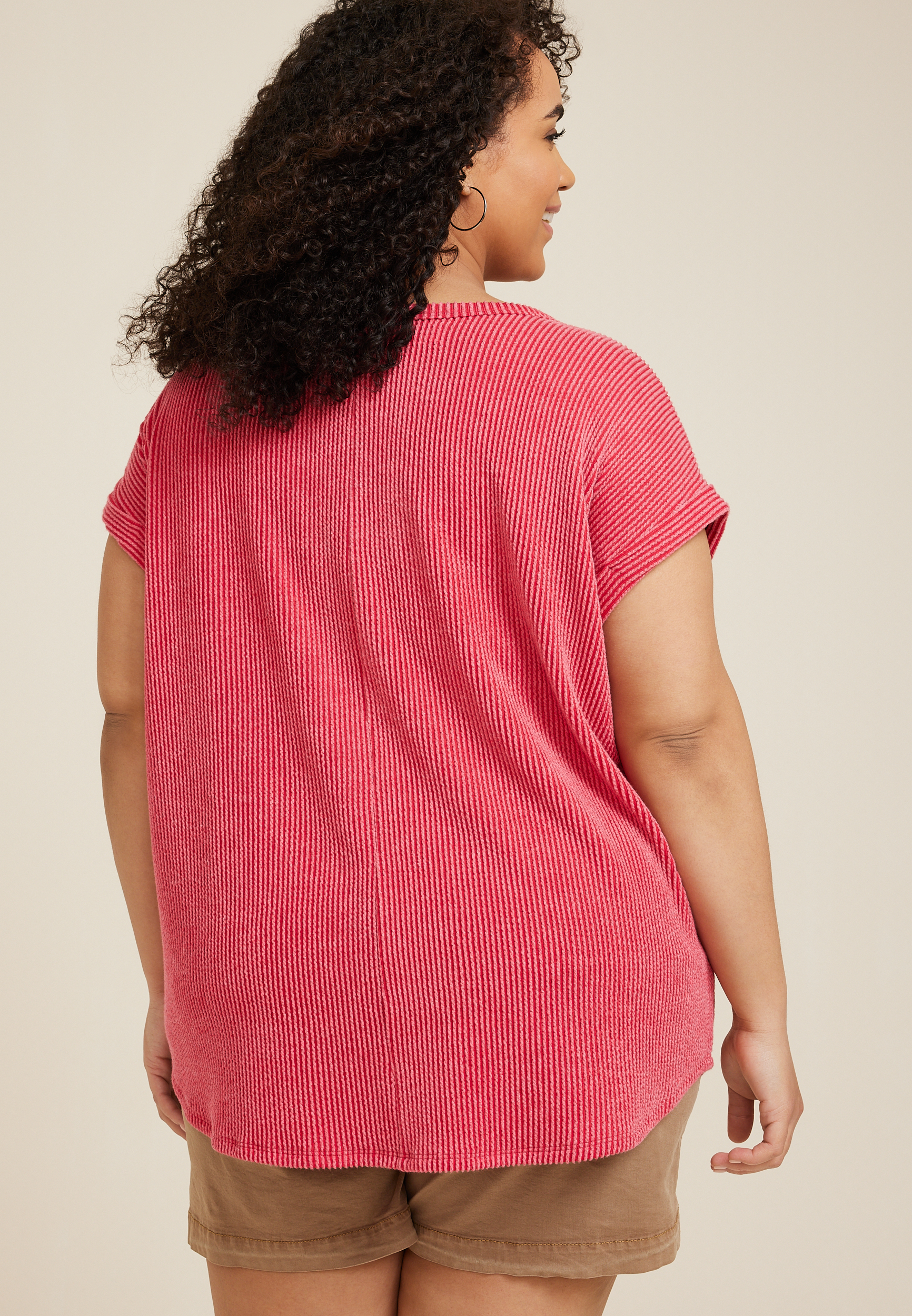 Plus Size 24/7 Clara Ribbed Tee, C485, large