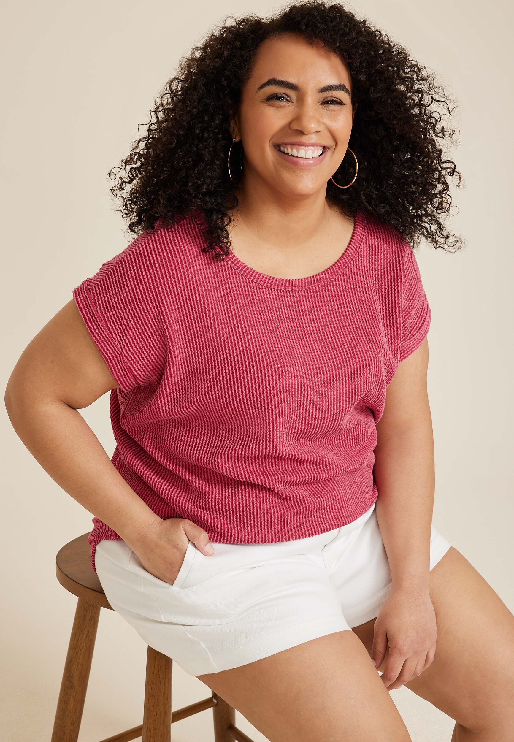 Plus 24/7 Clara Ribbed Tee