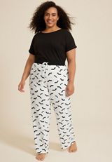 Plus Size Bat Wide Leg Pajama Pant, WHITE COMBO, small