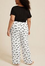 Plus Size Bat Wide Leg Pajama Pant, WHITE COMBO, small