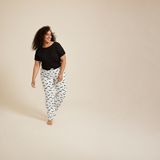 Plus Size Bat Wide Leg Pajama Pant, WHITE COMBO, small