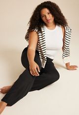 Plus Size Hacci Wide Leg Pajama Pant, C106, small