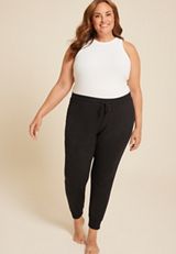 Plus Size Hacci Jogger Pajama Pant, BLACK, small