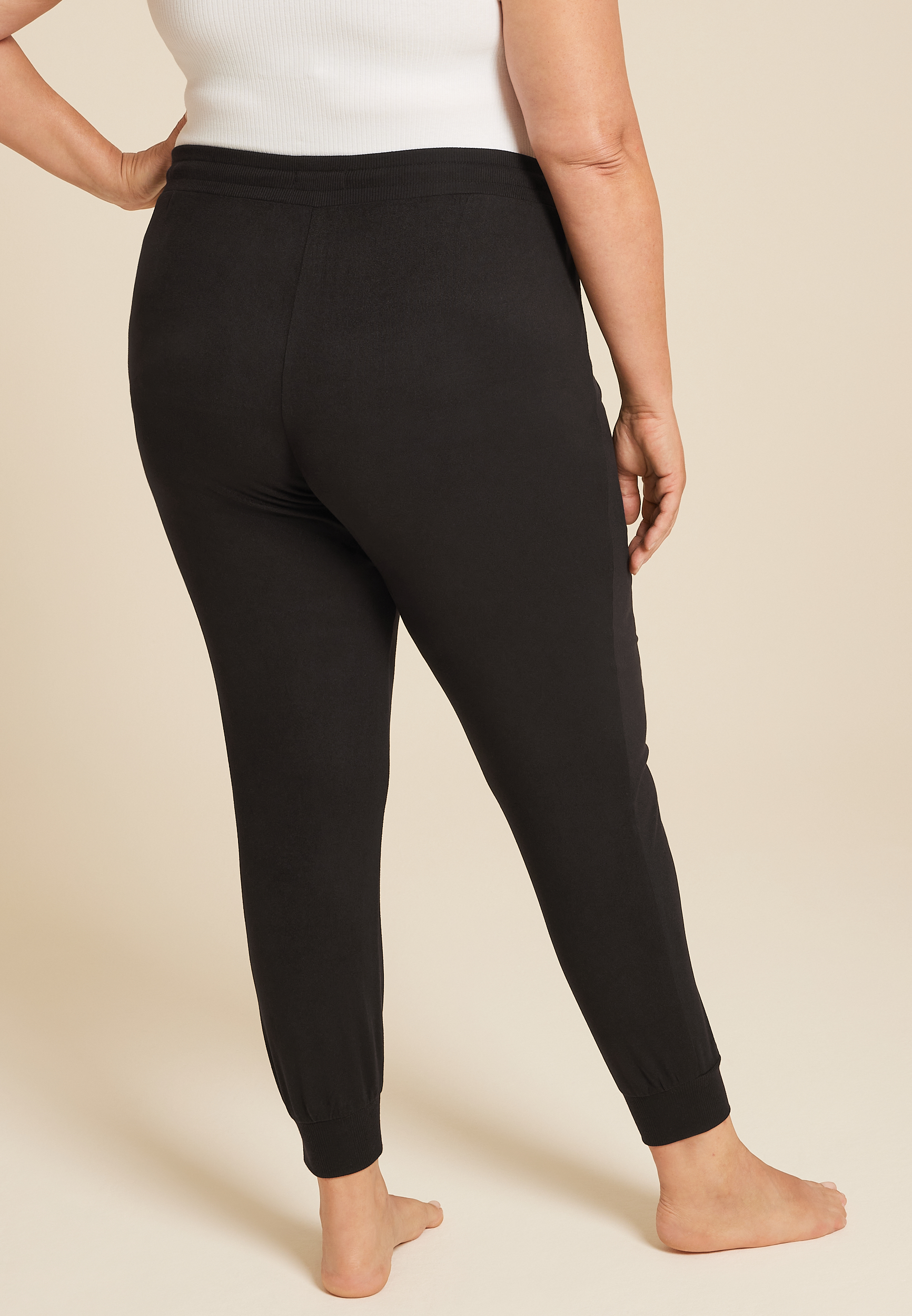 Plus Size Hacci Jogger Pajama Pant, BLACK, large