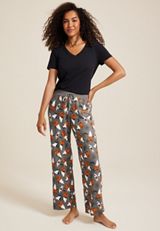 Cat Ghost And Jack O Lanterns Wide Leg Pajama Pant, GRAY COMBO, small