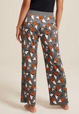 Cat Ghost And Jack O Lanterns Wide Leg Pajama Pant, GRAY COMBO, small