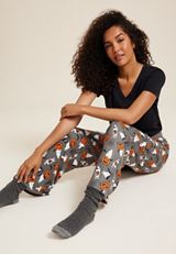Cat Ghost And Jack O Lanterns Wide Leg Pajama Pant, GRAY COMBO, small