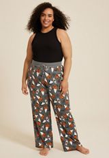 Plus Size Cat Ghost And Jack O Lanterns Wide Leg Pajama Pant, C1755, small
