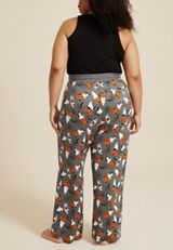 Plus Size Cat Ghost And Jack O Lanterns Wide Leg Pajama Pant, C1755, small