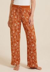 Jack O Lantern Wide Leg Pajama Pants, ORANGE, small