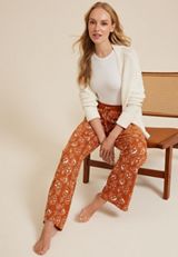 Jack O Lantern Wide Leg Pajama Pants, ORANGE, small