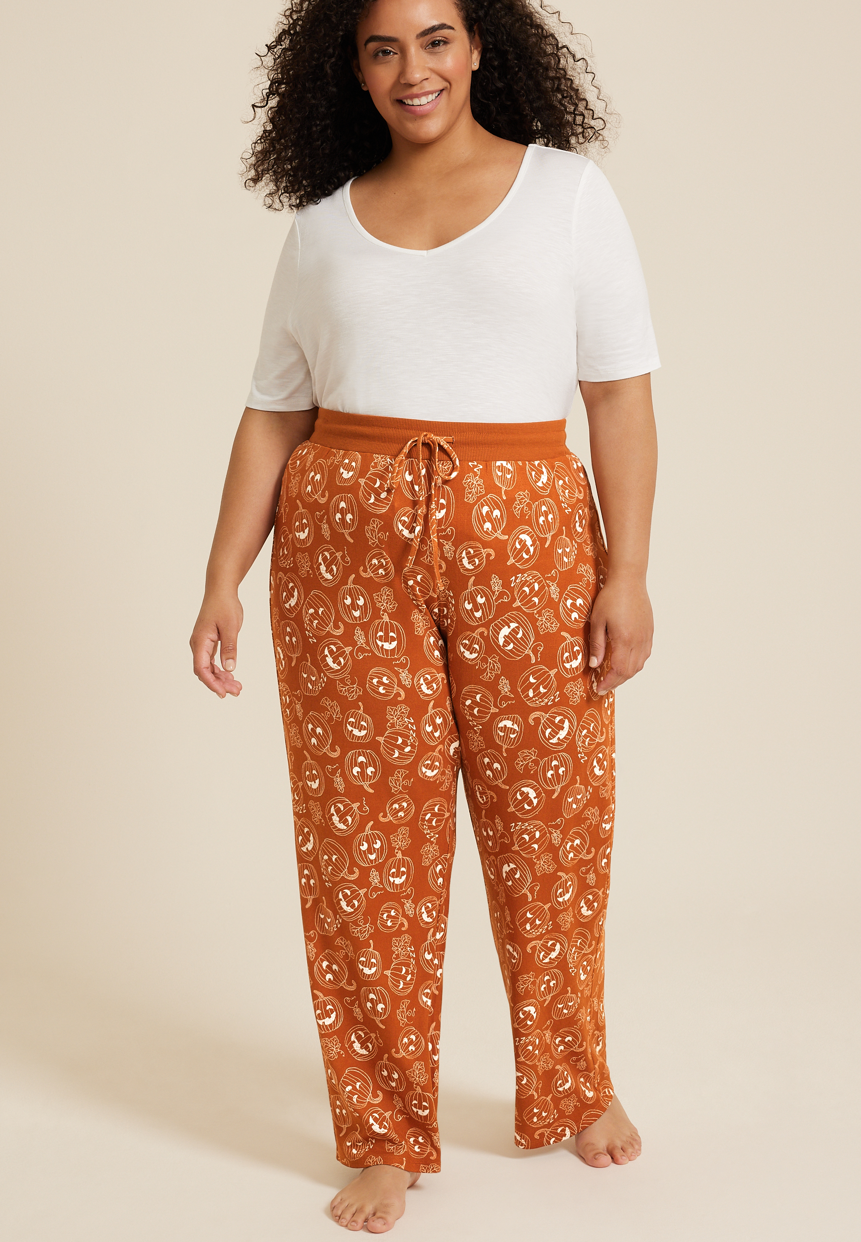 Plus Jack O Lantern Wide Leg Pajama Pant