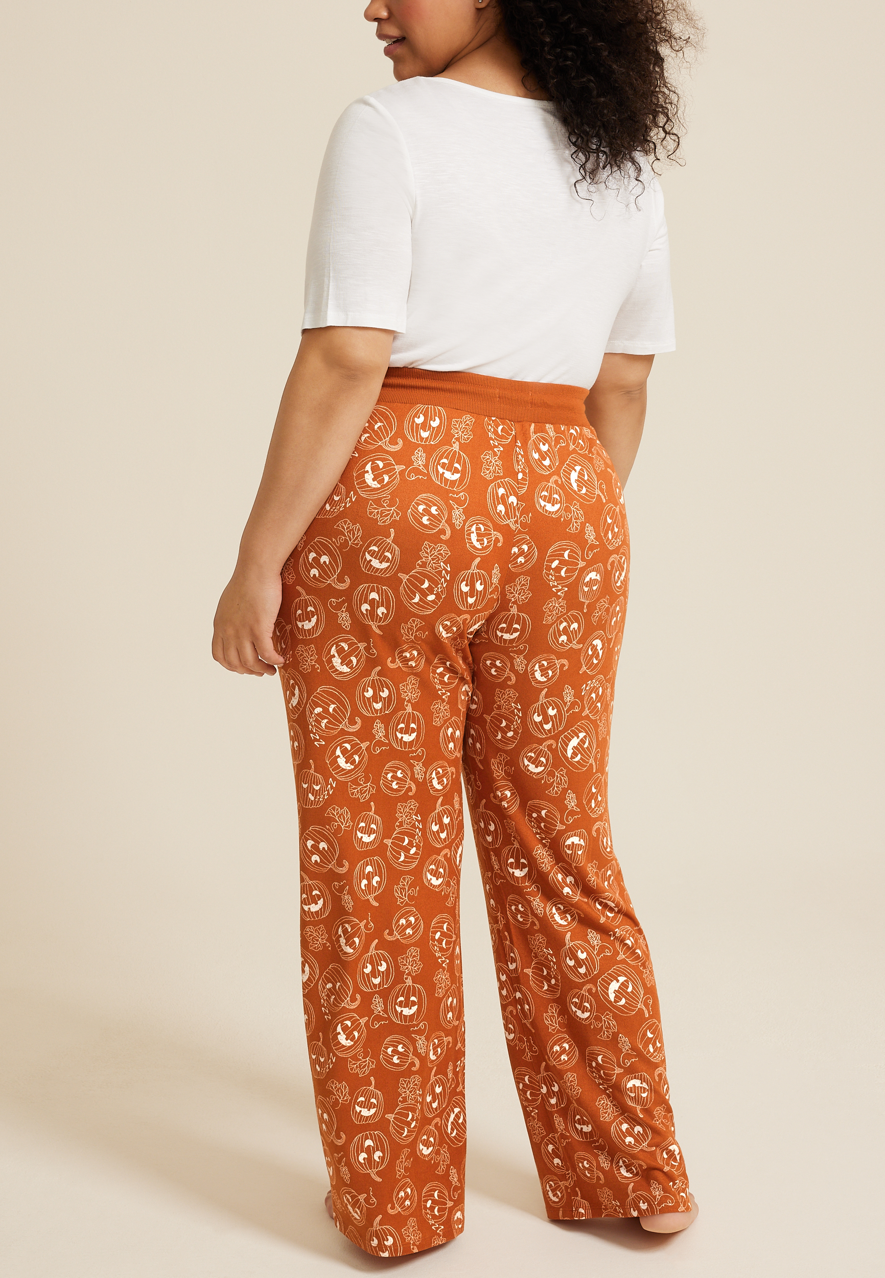Plus Size Jack O Lantern Wide Leg Pajama Pant, C250, large