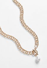 Faux Pearl Toggle Necklace, C1524, small
