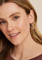 Gold Double Heart Drop Earrings, C605, small