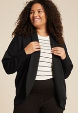 Plus Size Scuba Knit Cardigan, BLACK, small