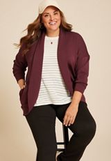Plus Size Scuba Knit Cardigan, BROWN RUM, small