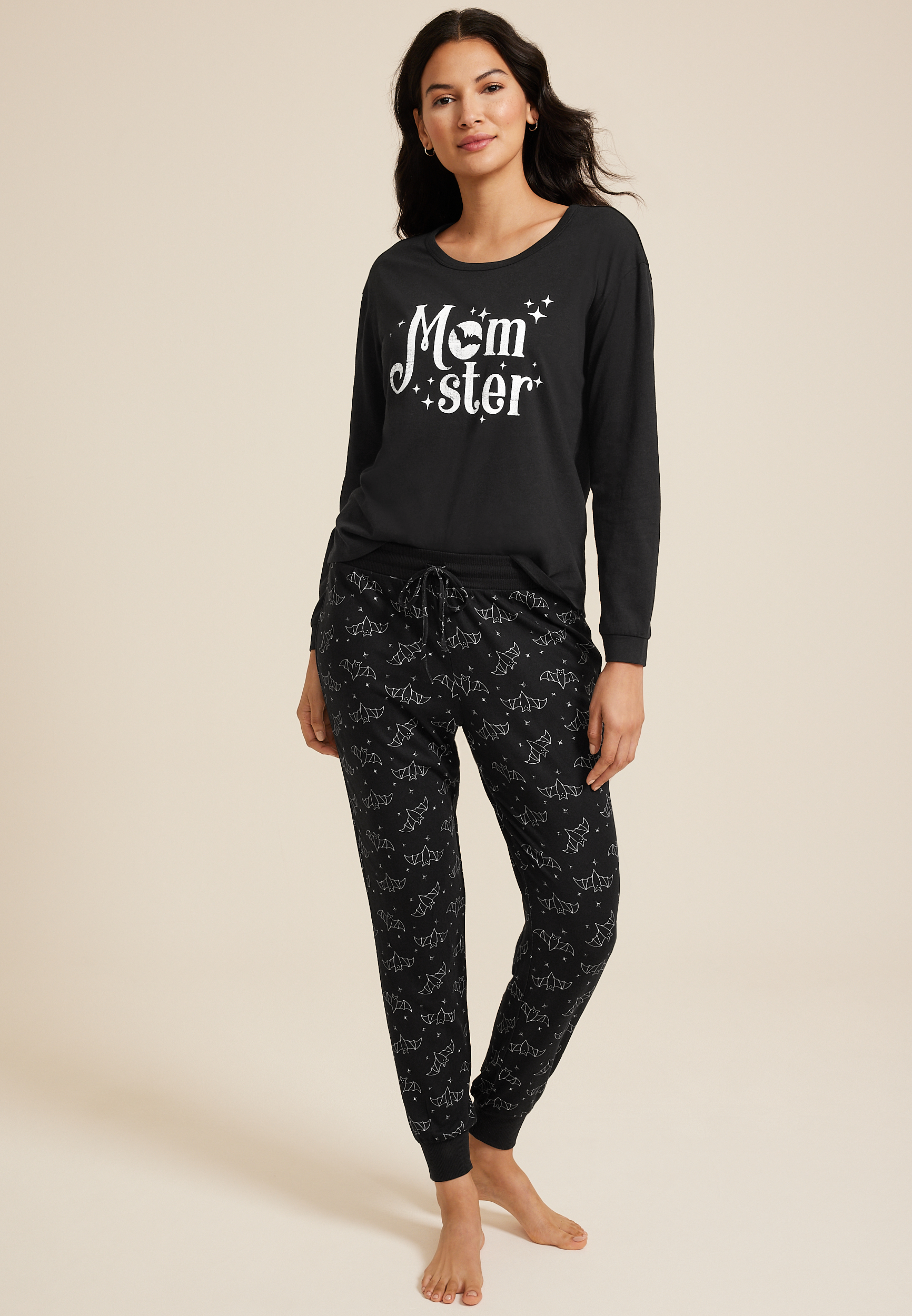 Momster Bat Cozy Graphic Tee And Jogger Pajama Set | maurices