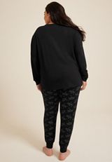 Plus Size Momster Bat Cozy Graphic Tee And Jogger Pajama Set, C106, small