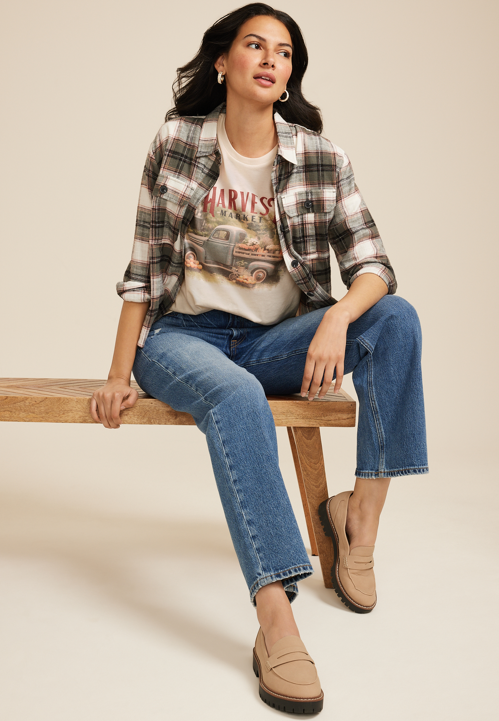 Harvest Market Oversized Fit Graphic Tee, NATURAL, large