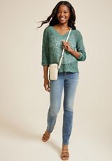 Open Stitch V Neck Sweater, C531, small