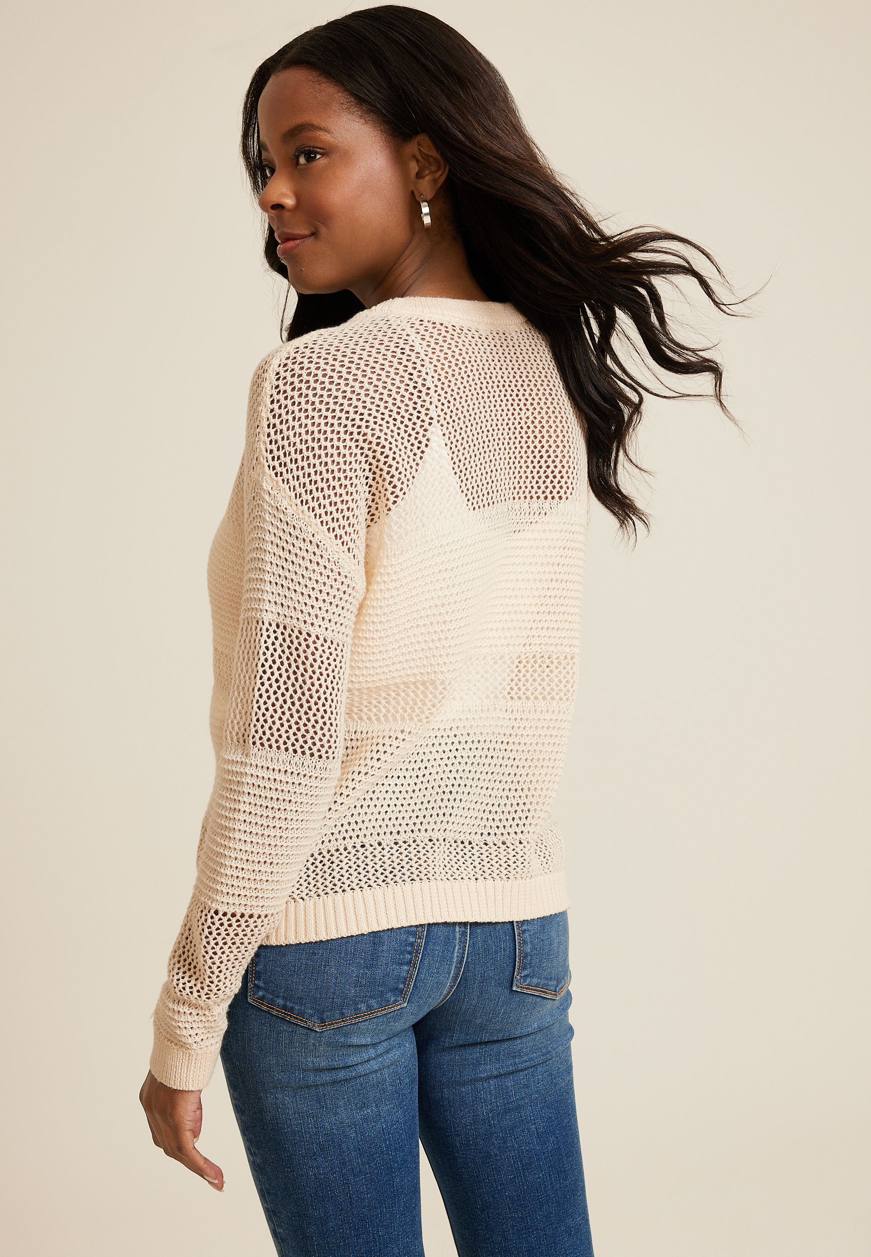 Open Stitch Striped Pullover, C9747, large