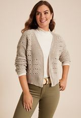 Chenille Cropped Cardigan, C9749, small