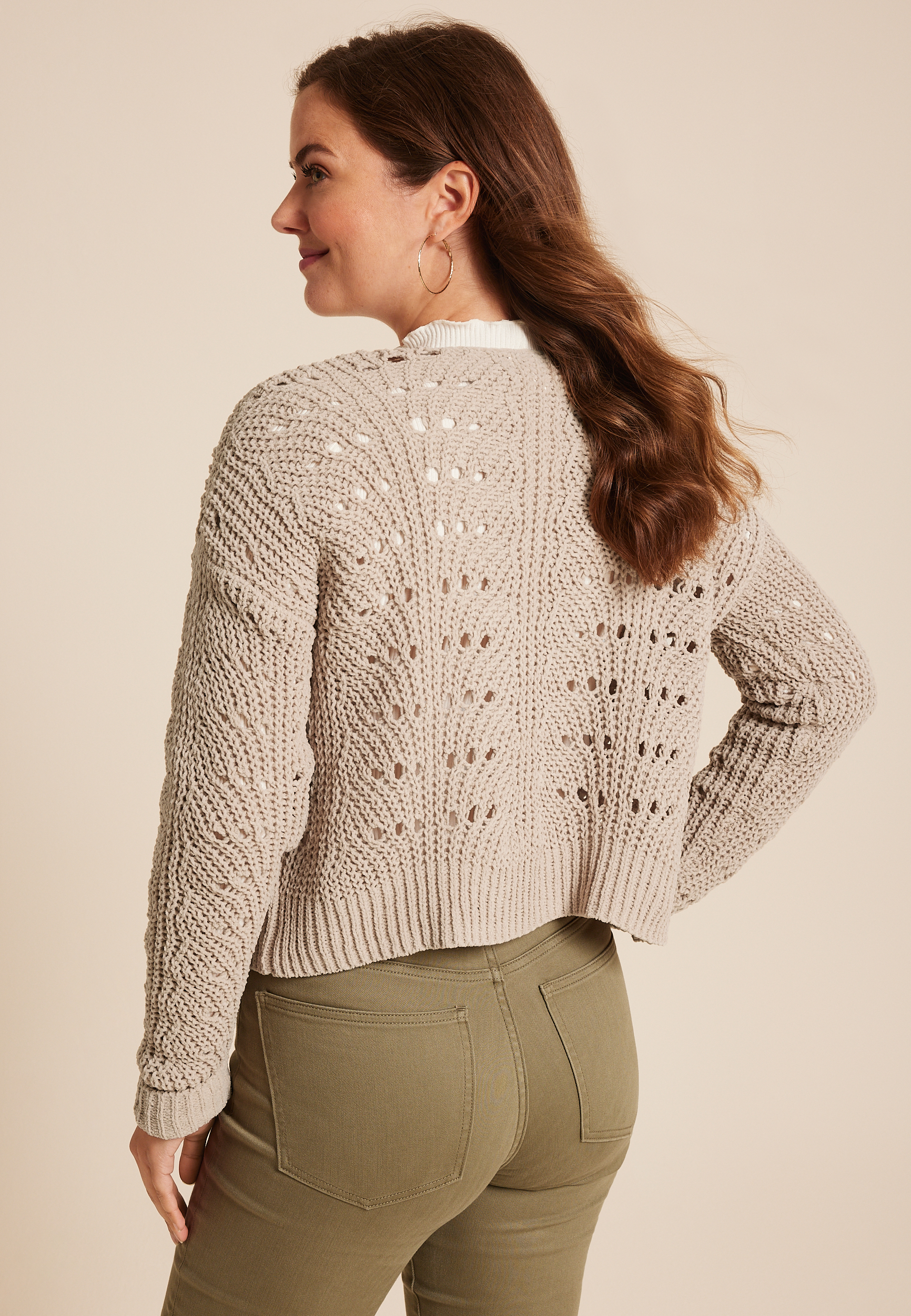 Chenille Cropped Cardigan, C9749, large