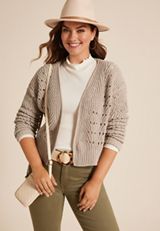 Chenille Cropped Cardigan, C9749, small