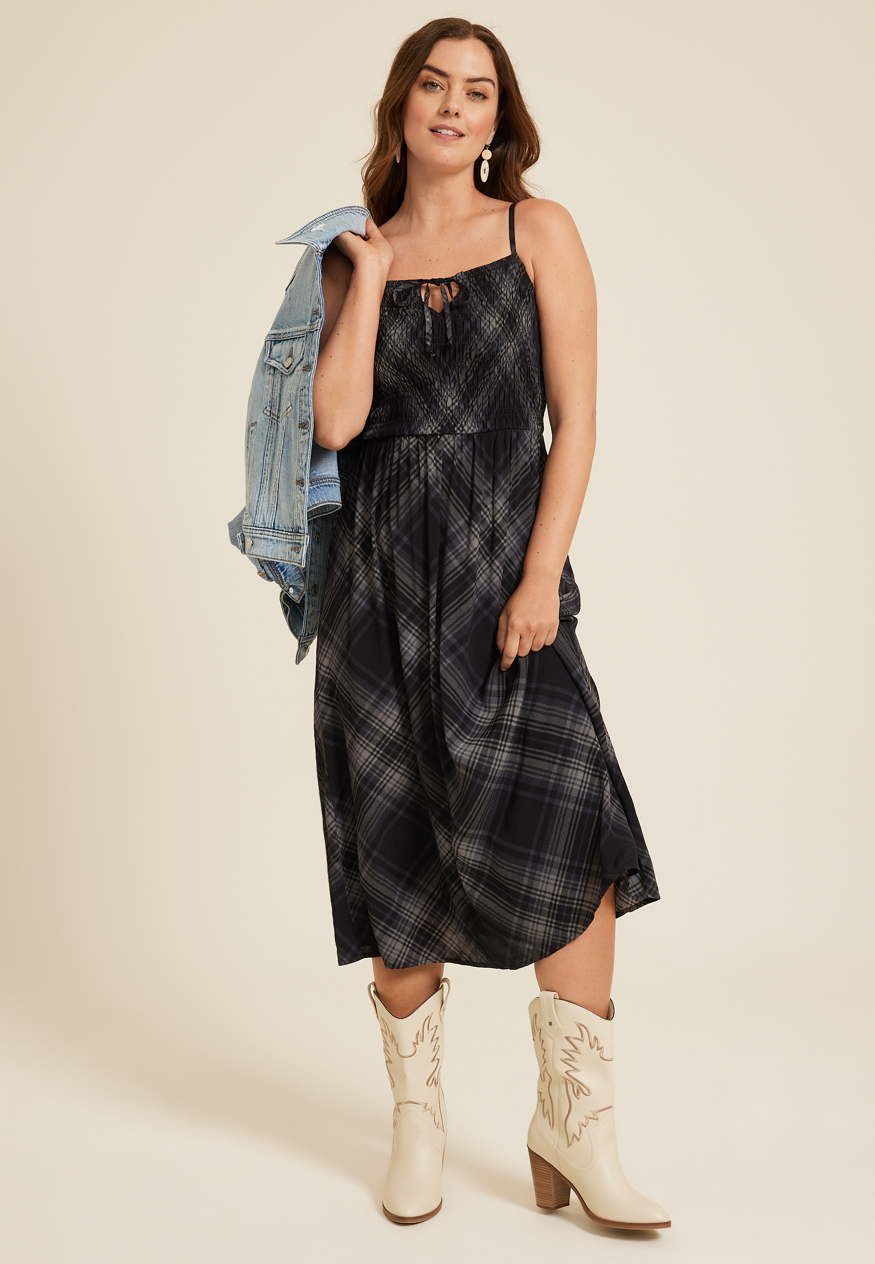 Bare Smocked Midi Dress, C1756, large