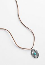 Turquoise And Faux Suede Pull Tie Necklace, C1188, small