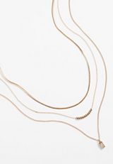 Gold Crystal Pendant Multi Layered Necklace, , small