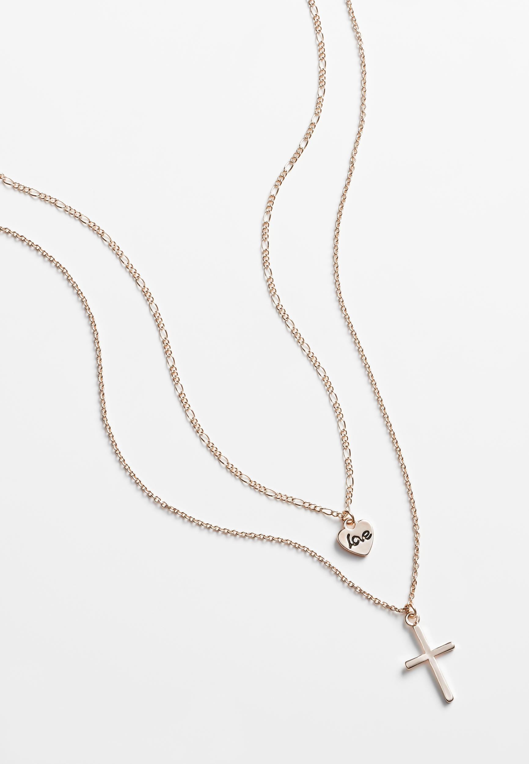 Rose Gold Cross Layered Necklace