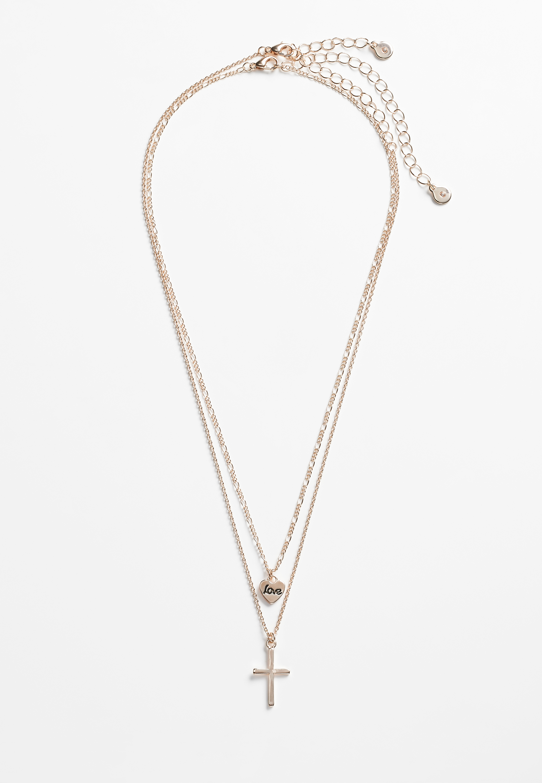 Rose Gold Cross Layered Necklace, C7386, large
