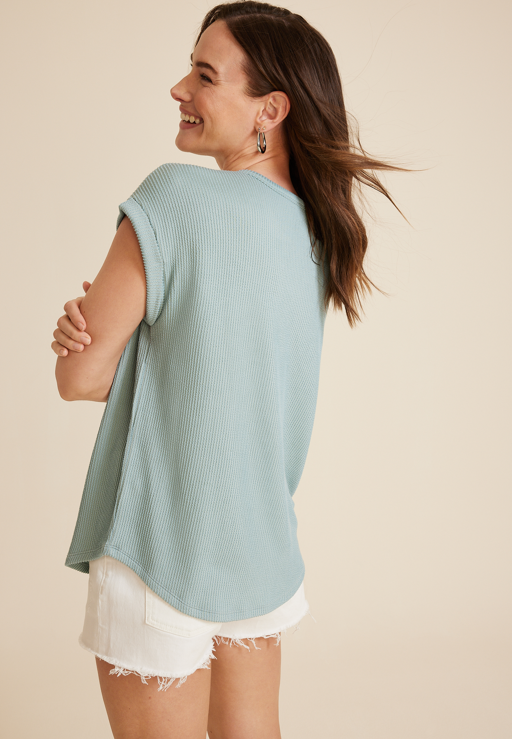24/7 Clara Ribbed Tee, C9826, large