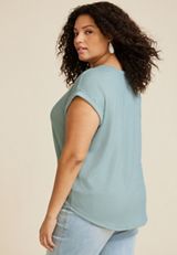 Plus Size 24/7 Clara Ribbed Tee, ICED SPRUCE, small