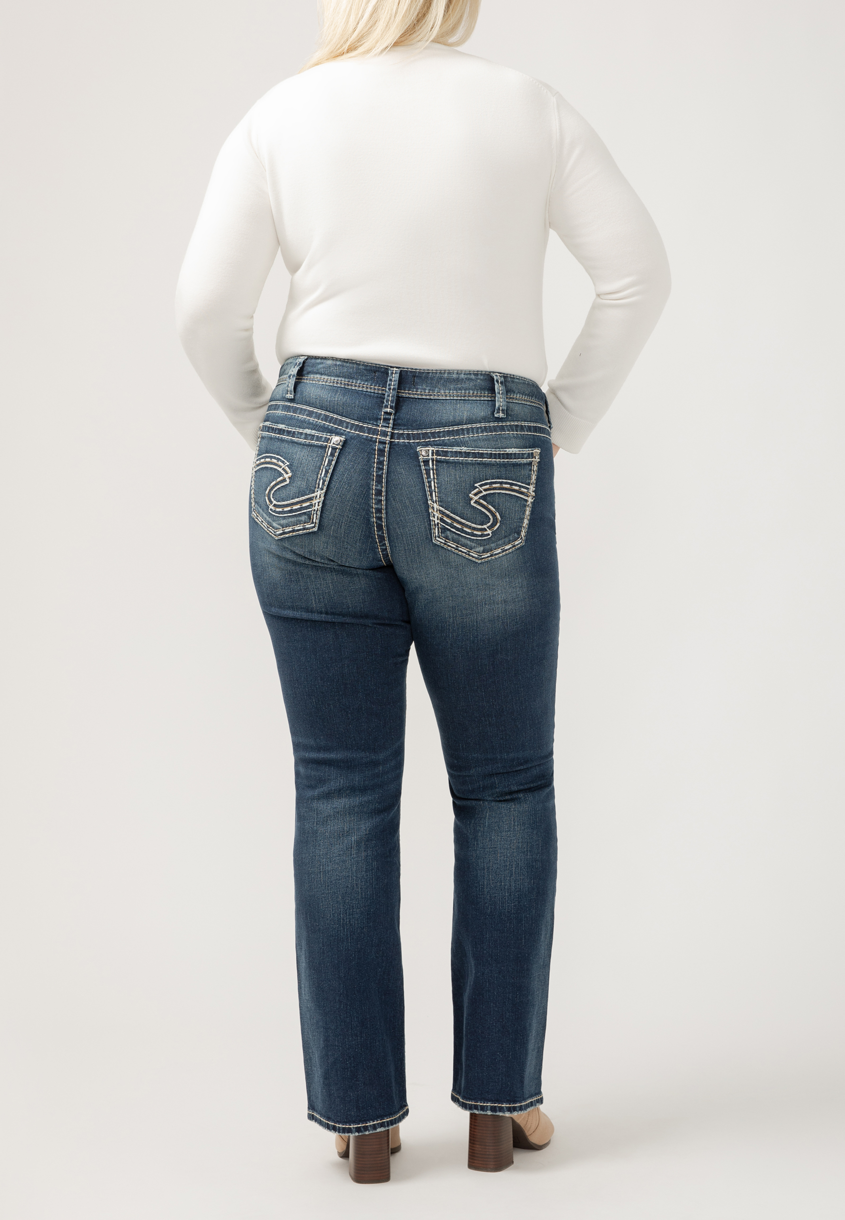 Plus Silver Jeans Co.® Suki Curvy Mid Rise Thick Stitch Bootcut Jean