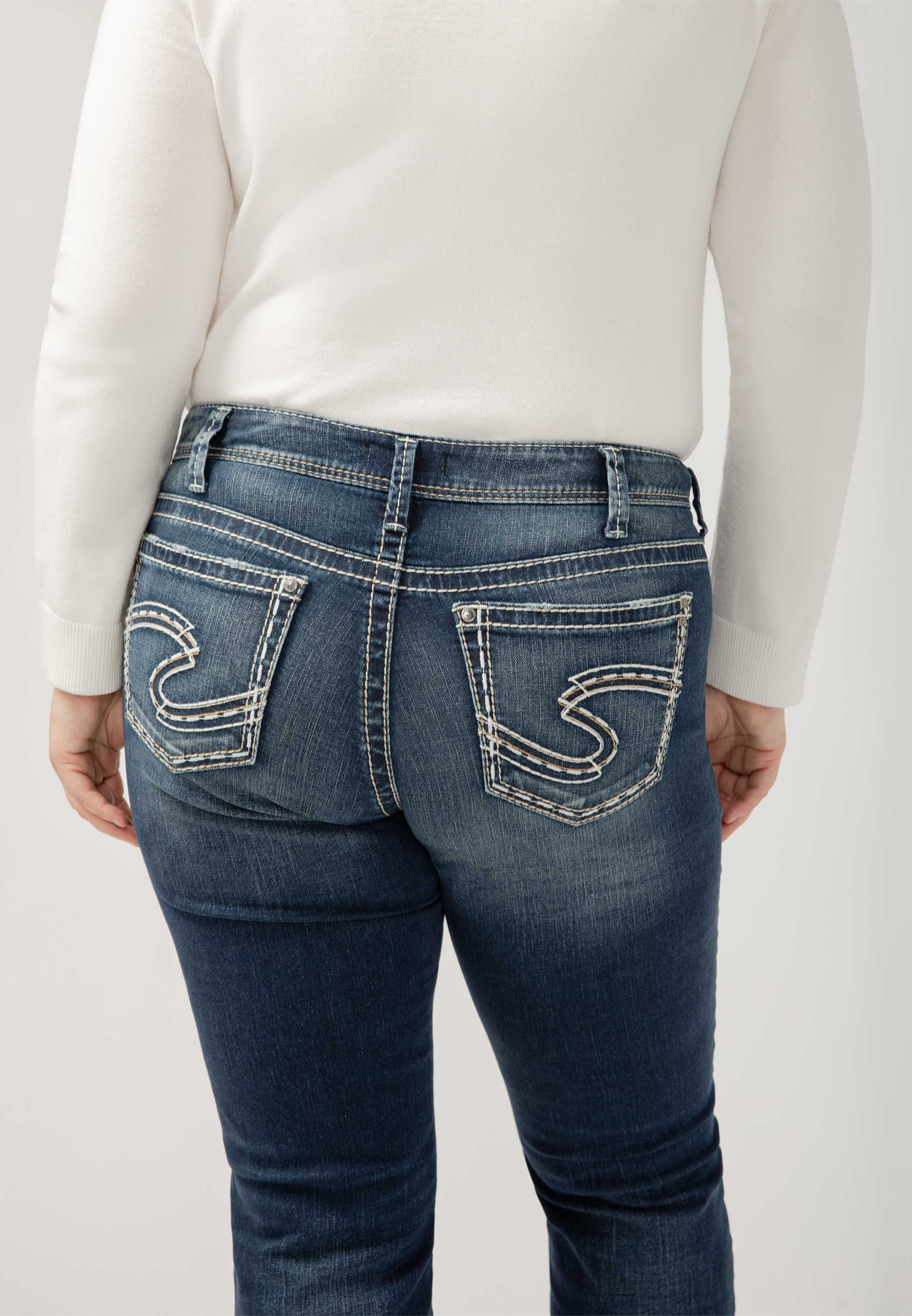 Plus Size Silver Jeans Co.&reg; Suki Curvy Mid Rise Thick Stitch Bootcut Jean, , large