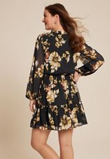 Floral Long Sleeve Mini Dress, C6630, small