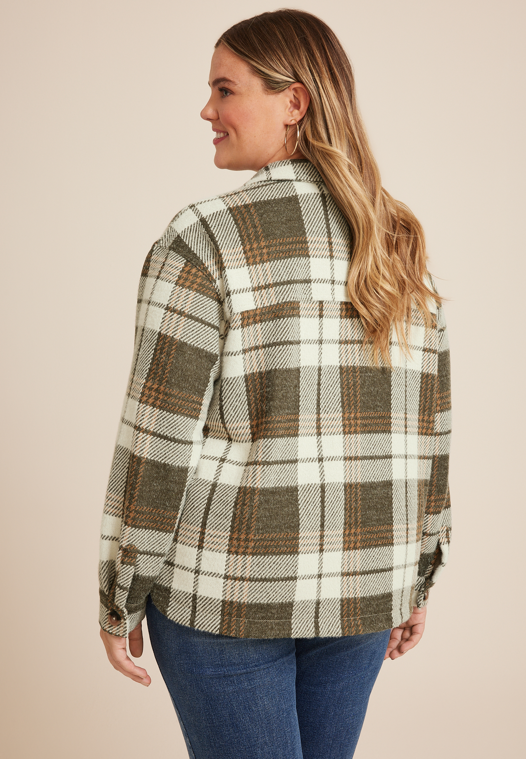 Plus Size Shoreline Shortie Plaid Shacketâ€‹, C9744, large