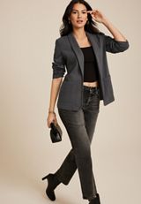 Knit Blazer, DARK IRON GRAY, small