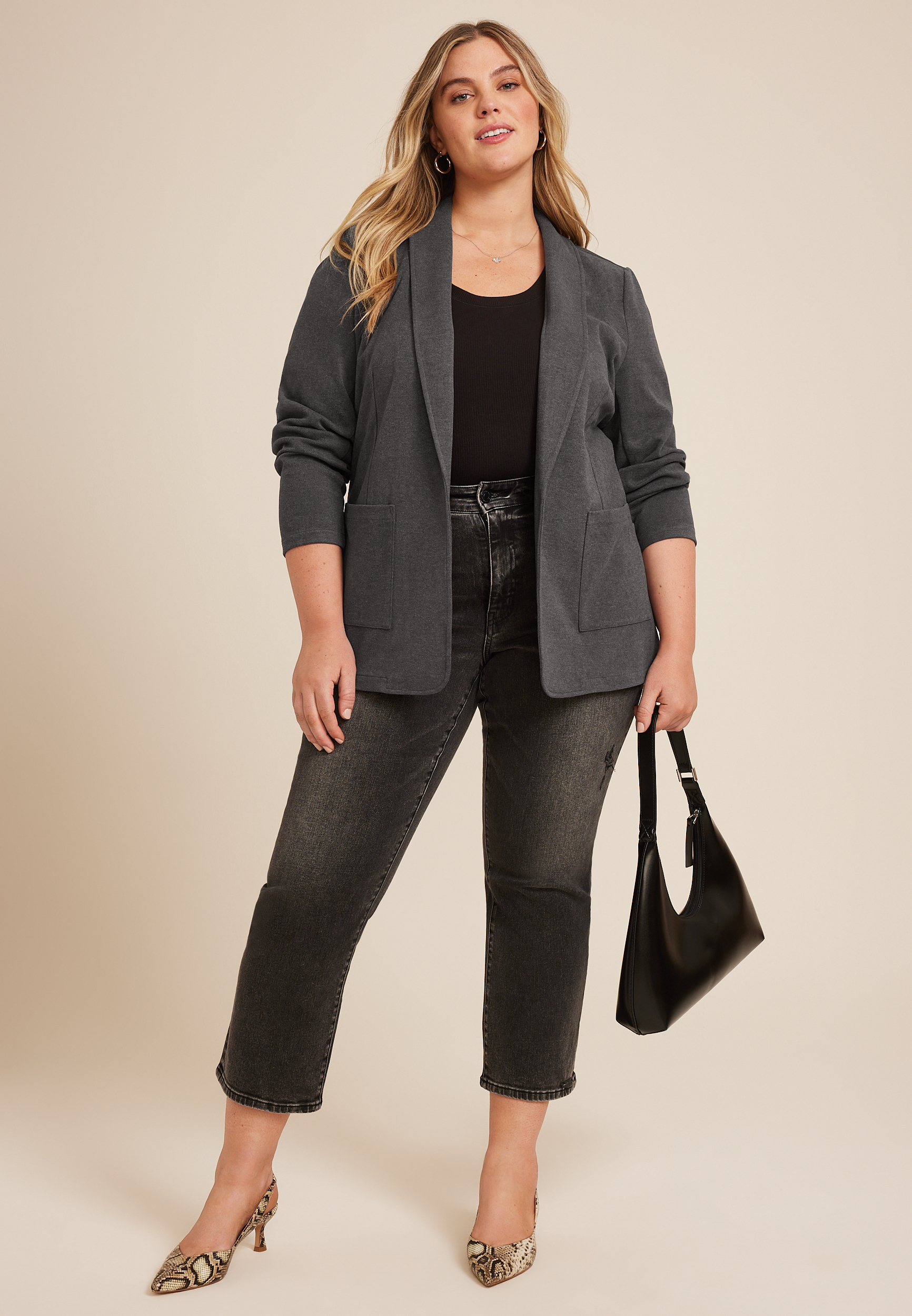 Plus Size Knit Blazer, C9764, large