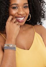 Gray Beaded Multi Row Magnetic Bracelet, GRAY, small