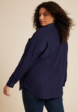 Plus Size Collegiate Textured Shacket, MIDNIGHT GLOW, small